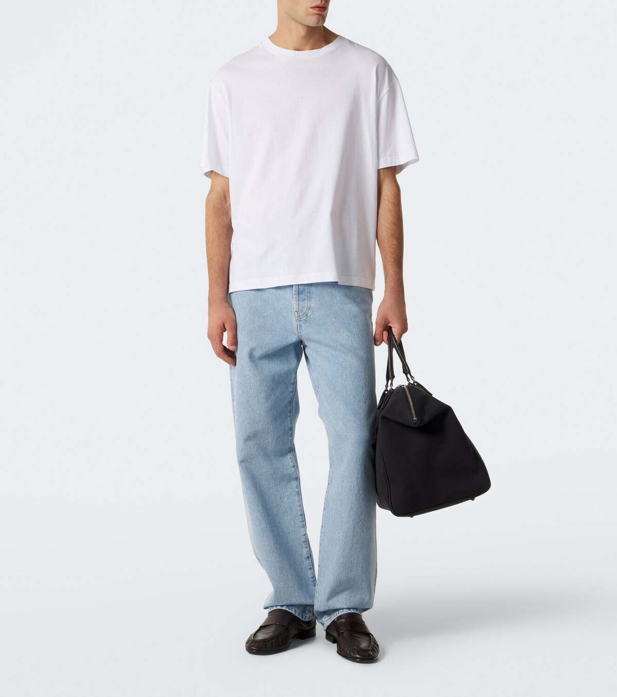 The Row Timo leather-trimmed canvas tote bag