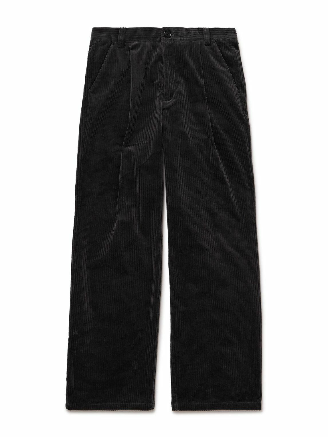 Oliver Spencer - Orsman Wide-Leg Cotton-Blend Corduroy Trousers - Gray