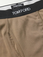 TOM FORD - Grosgrain-Trimmed Stretch-Cotton Jersey Long Johns - Brown