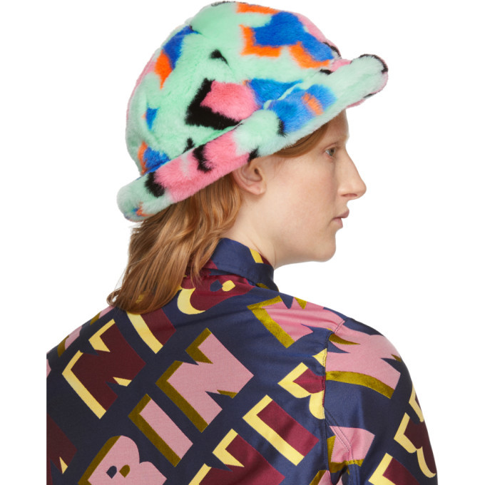 Kirin Green Faux-Fur Cloche Hat