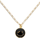 We11done Gold & Black Smiley Necklace