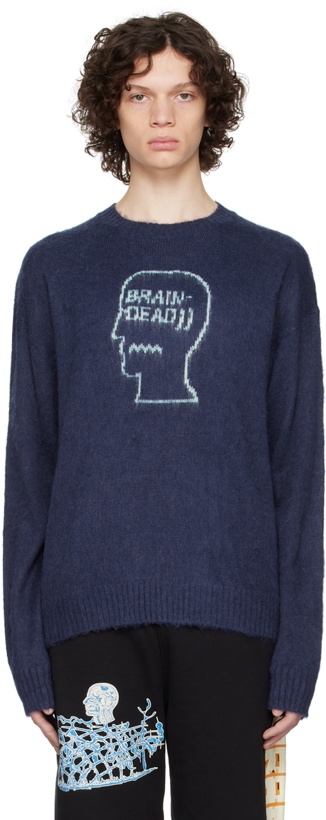 Photo: Brain Dead Navy Logohead Pile Sweater