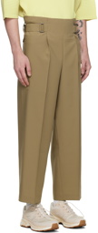 132 5. ISSEY MIYAKE Beige Flat Tuck Trousers