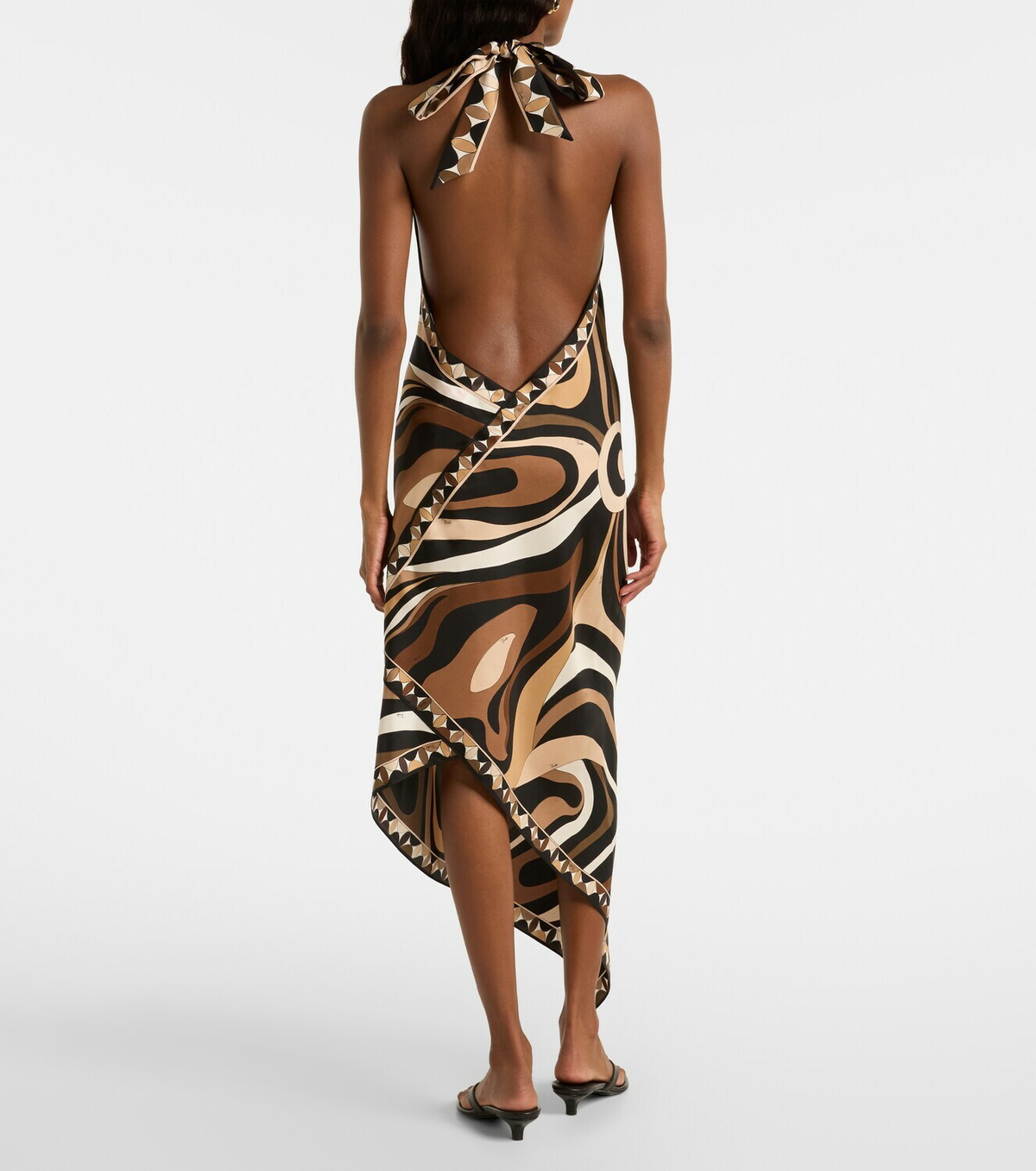 Pucci Marmo halterneck silk satin midi dress