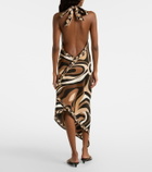 Pucci Marmo halterneck silk satin midi dress