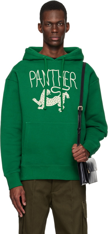 Photo: Valentino Green Cotton 'Panther' Print Hoodie