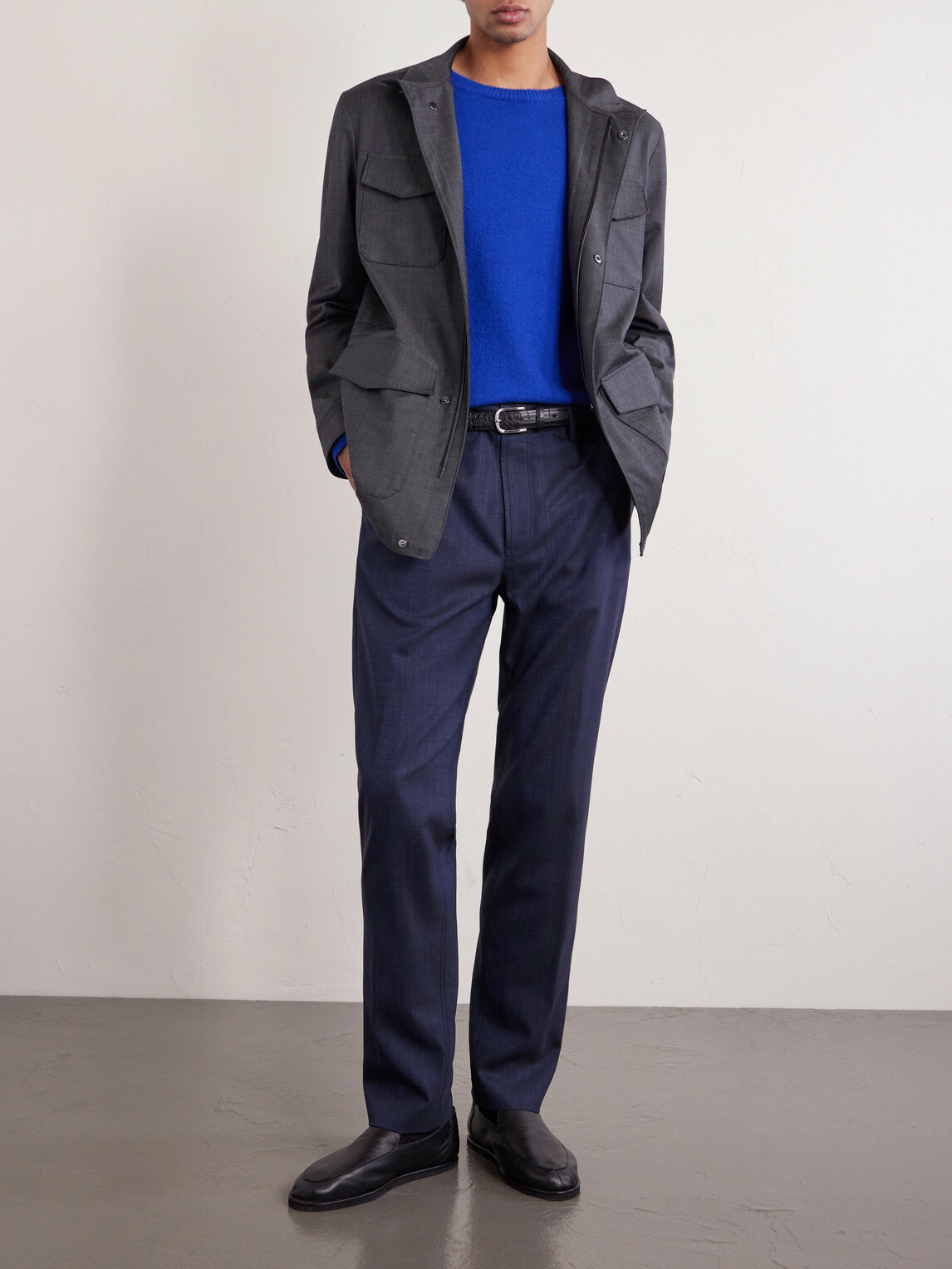 Canali - Slim-Fit Tapered Wool-Blend Chinos - Blue