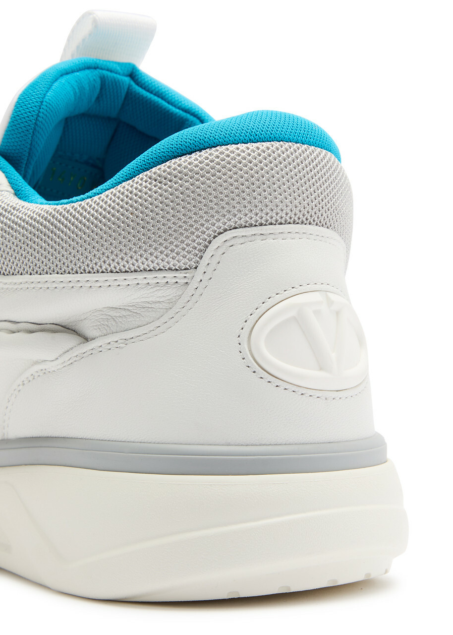 Valentino Runboot Panelled Leather and Mesh Sneakers White