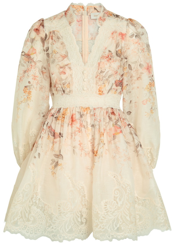 ZIMMERMANN Yellow Matchmaker Rose Minidress Zimmermann ZIMMERMANN Yellow Matchmaker Rose Minidress Zimmermann