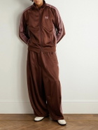 Needles - Wide-Leg Webbing-Trimmed Logo-Embroidered Jersey Track Pants - Brown