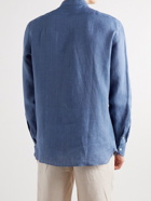 Rubinacci - Grandad-Collar Linen Shirt - Blue