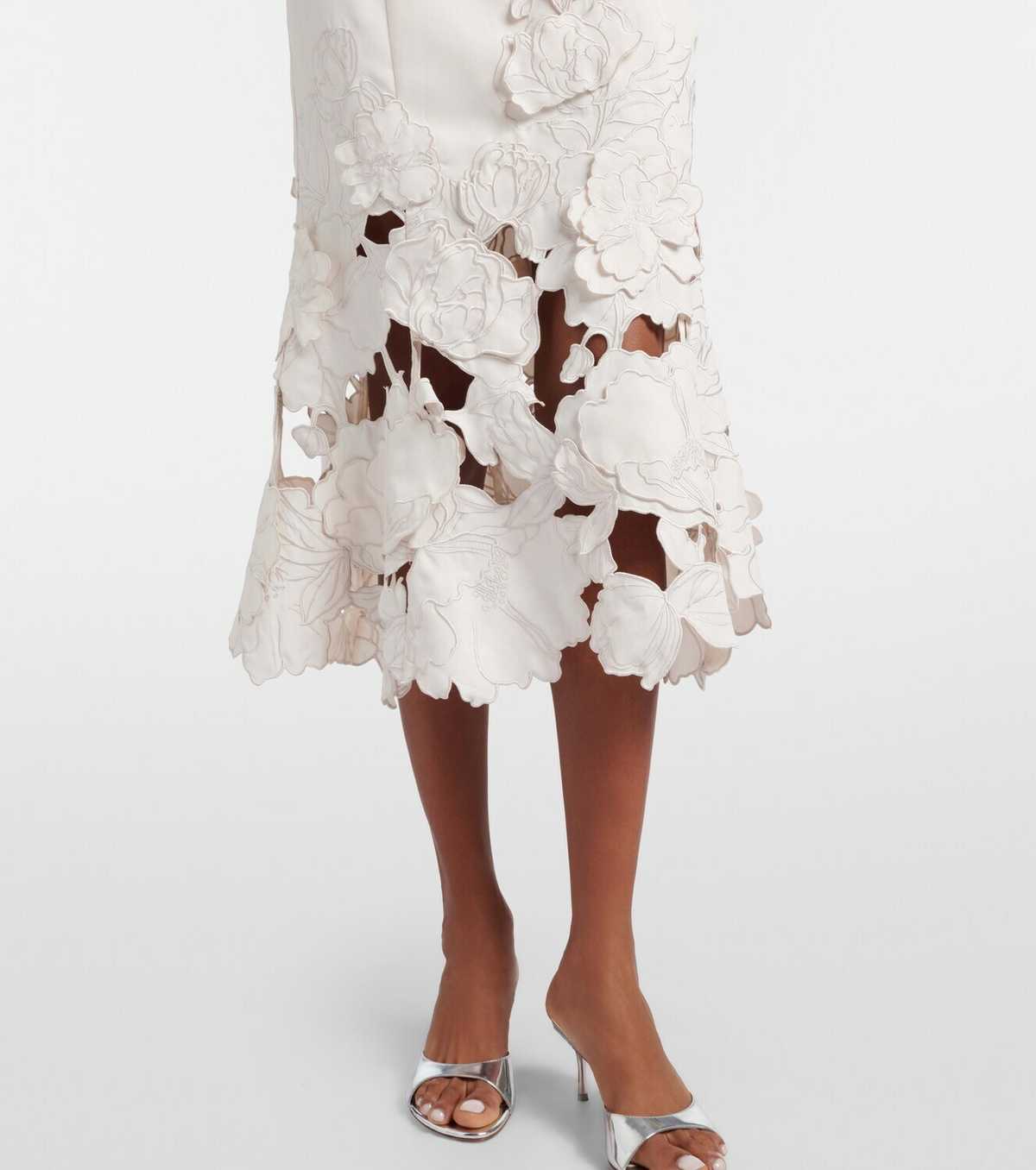 Leo Lin Floral-appliqué midi dress