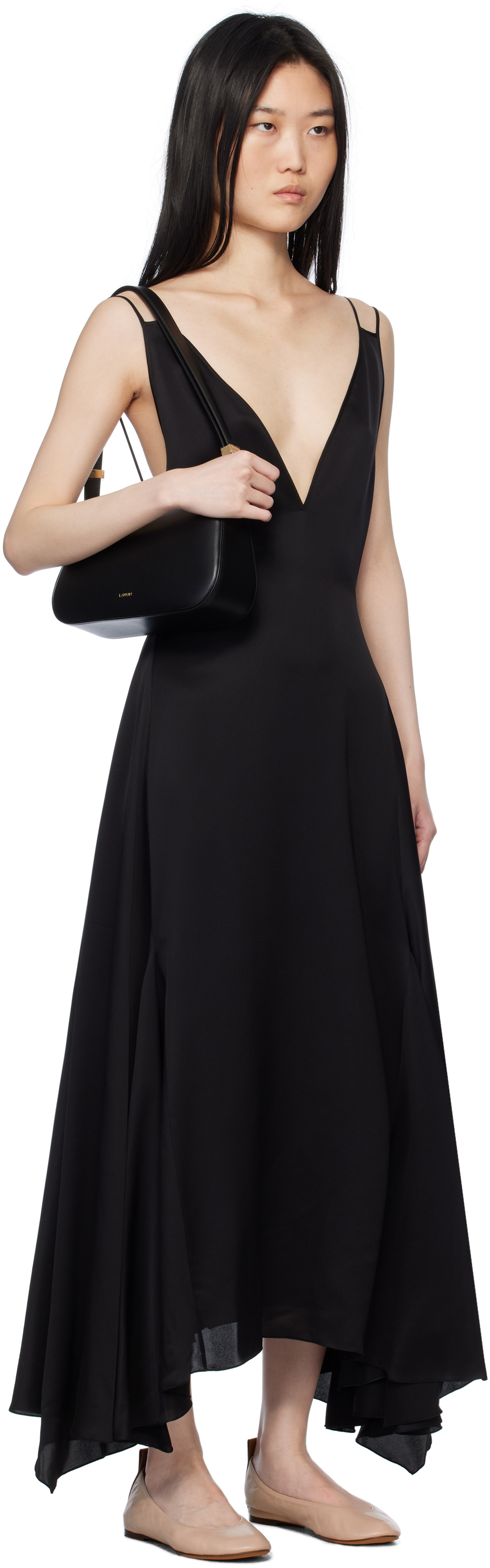 blue dress for baby girl Black Long Embroidered Charmeuse Evening Gown main image 1