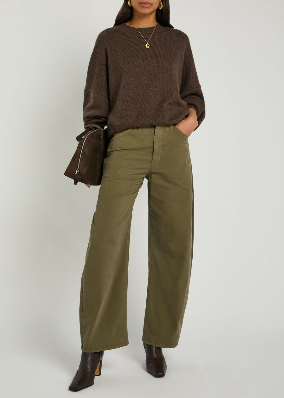 Nili Lotan Tribeca Wide-leg Trousers Olive