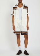Casablanca Logo-appliquéd Striped Crochet Cotton-knit Shirt White