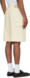 Solid Homme Off-White Cotton Twill Shorts