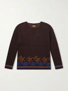 BODE - Fish School Intarsia-Knit Cotton Sweater - Brown