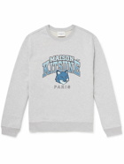 Maison Kitsuné - Campus Logo-Print Cotton-Jersey Sweatshirt - Gray