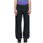 Marine Serre Black Moon Waxed Denim Straight Jeans