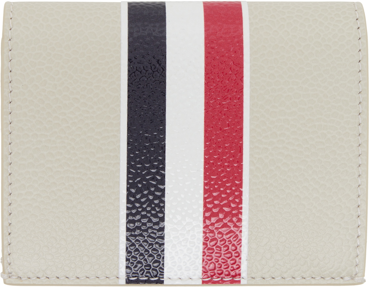 Thom Browne Off-White Pebble Grain RWB Stripe Double Card Holder