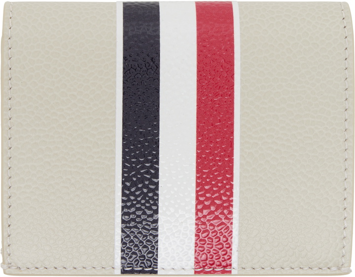 Photo: Thom Browne Off-White Pebble Grain RWB Stripe Double Card Holder
