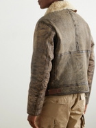 Polo Ralph Lauren - Distressed Shearling Bomber Jacket - Brown