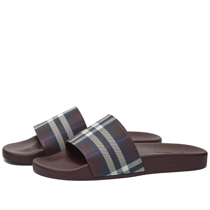 Photo: Burberry Men's Furley Check Slide in Deep Maroon Check
