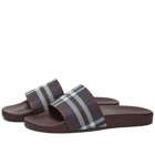 Burberry Men's Furley Check Slide in Deep Maroon Check