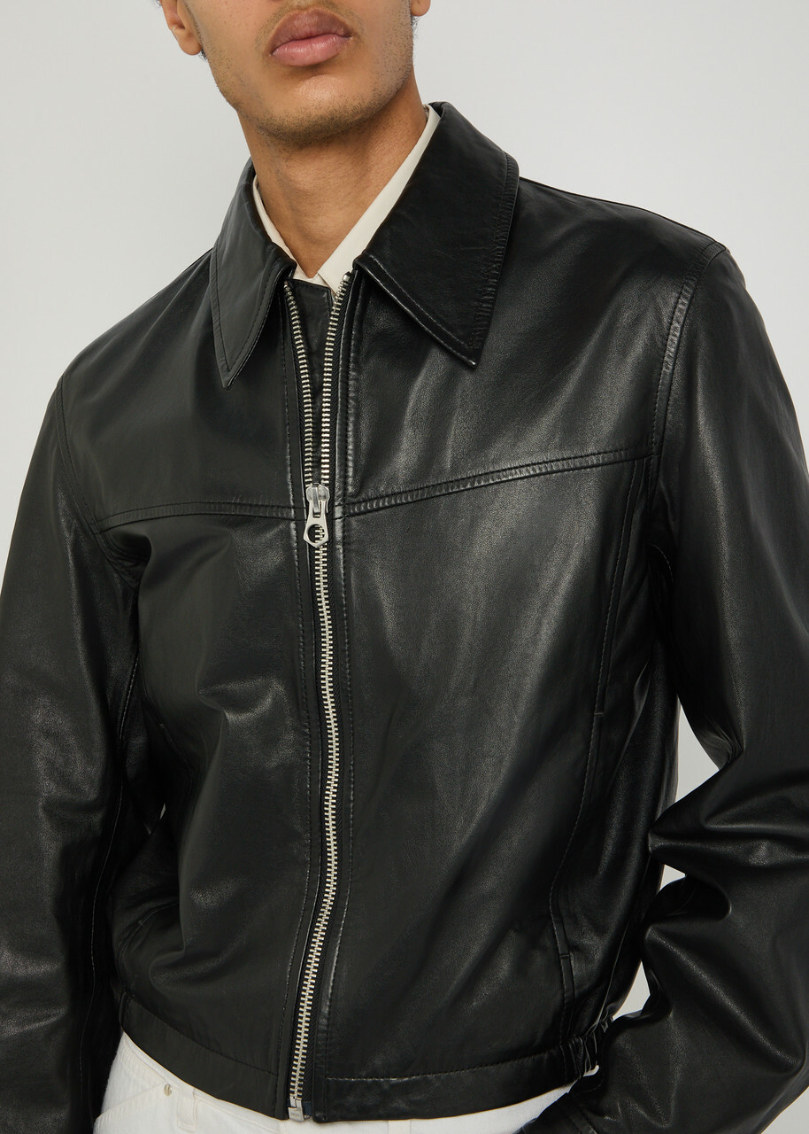 Lemaire Leather Biker Jacket Black