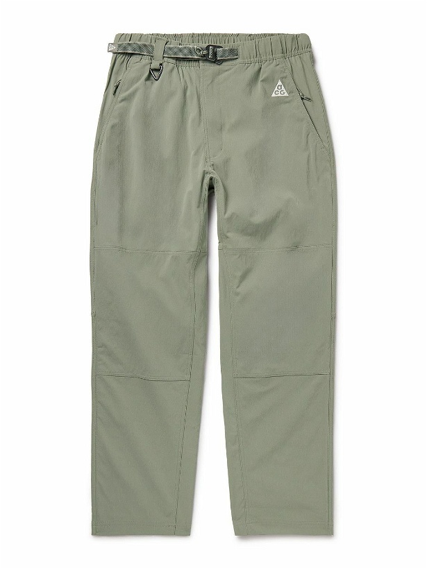 Photo: Nike - ACG Straight-Leg Logo-Embroidered Belted Stretch-Shell Trousers - Green