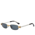 Bottega Veneta Eyewear Bottega Veneta BV1381S Sunglasses in Silver/Blue 