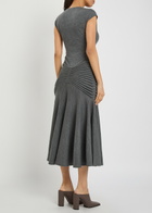 Alaïa Sculpting Ruched Wool Midi Dress Dark Grey