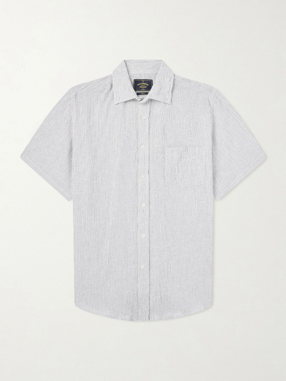 Portuguese Flannel - Aaron Striped Cotton and Linen-Blend Shirt - White