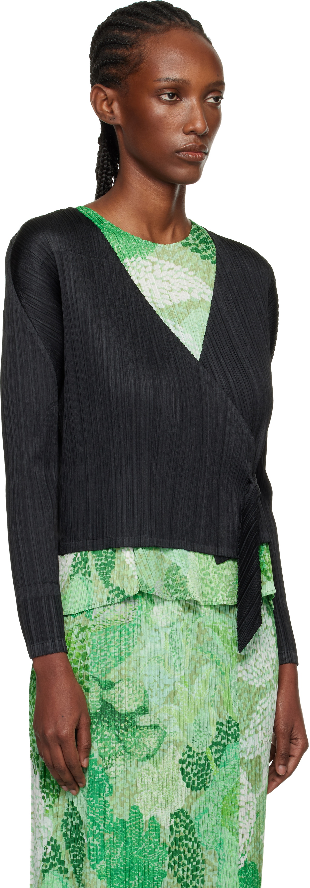PLEATS PLEASE ISSEY MIYAKE Black Facade Cardigan