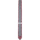 Thom Browne Navy & White Sail Boat Pin Stripe Jacquard Knit Tie