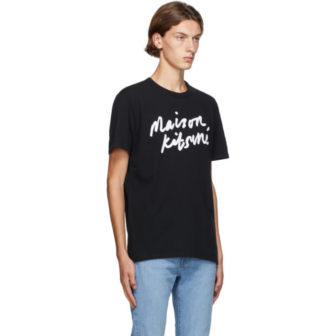 Maison Kitsune Black Handwriting Classic T-Shirt Maison Kitsune