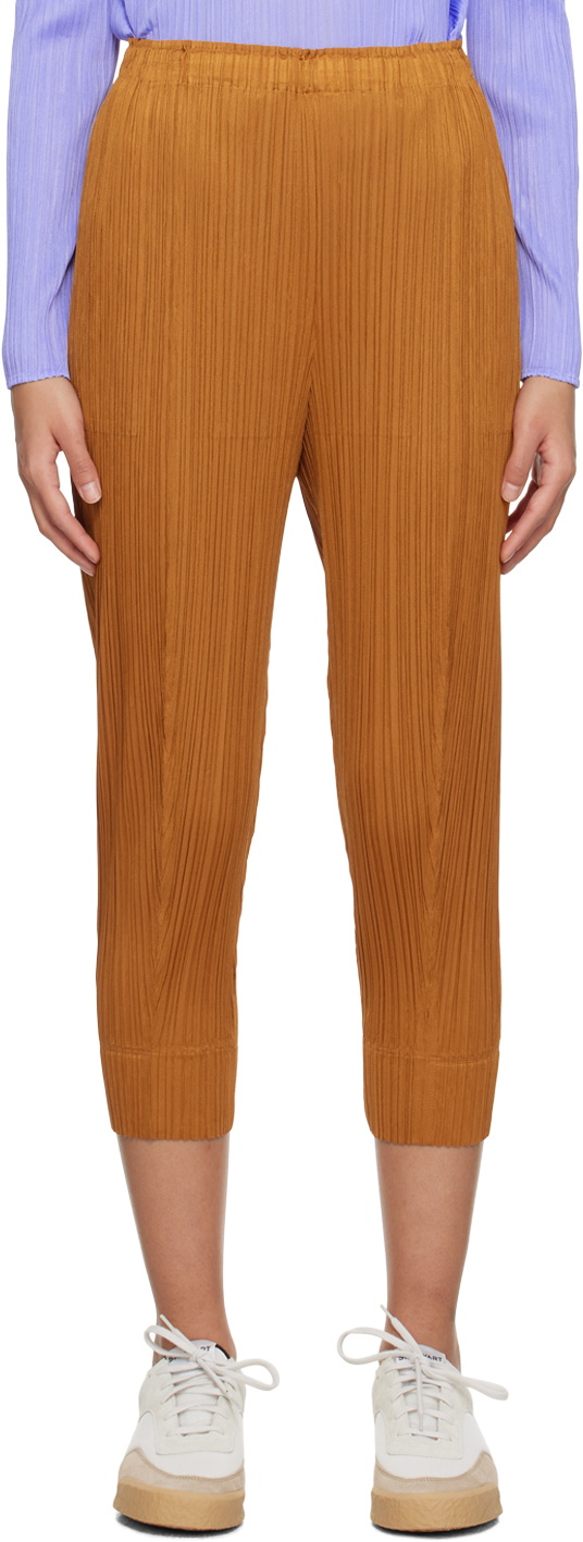 Pleats Please Issey Miyake Tan Trunk Trousers Pleats Please Issey