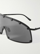 Rick Owens - Shielding D-Frame Studded Stainless Steel Sunglasses