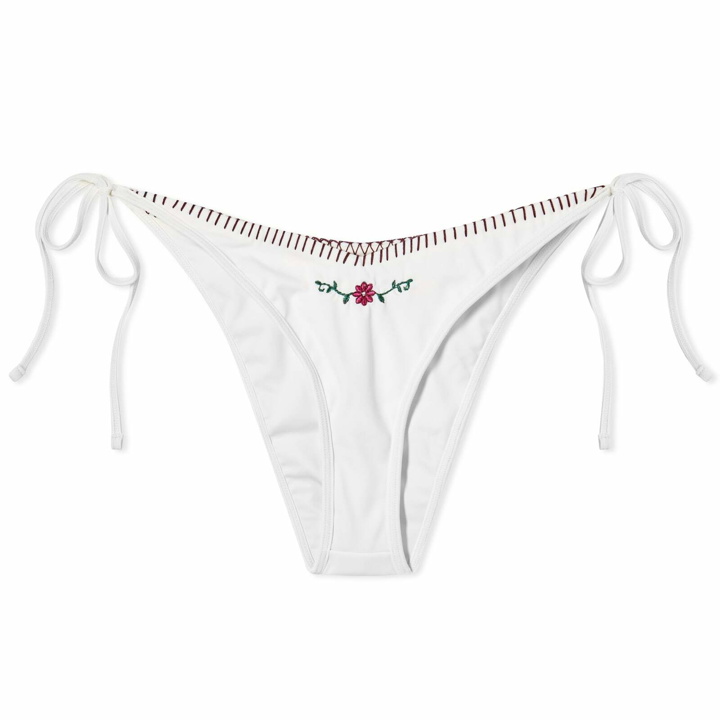 Photo: Frankies Bikinis Women's Connor Floral Embroidered Tie Bikini Bottom in White