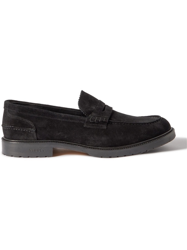 Photo: VINNY'S - Grand Townee Suede Penny Loafers - Black - EU 40