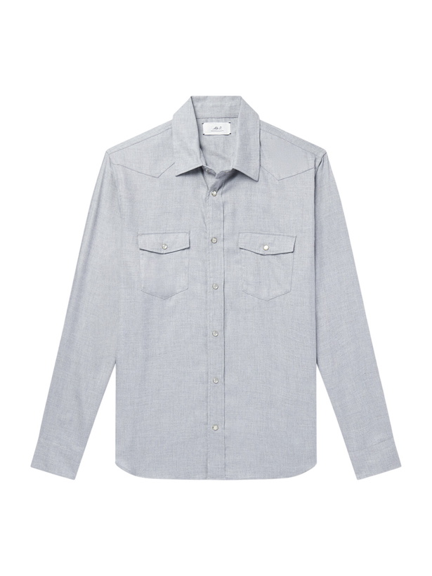 Photo: Mr P. - Herringbone Cotton and Lyocell-Blend Shirt - Gray