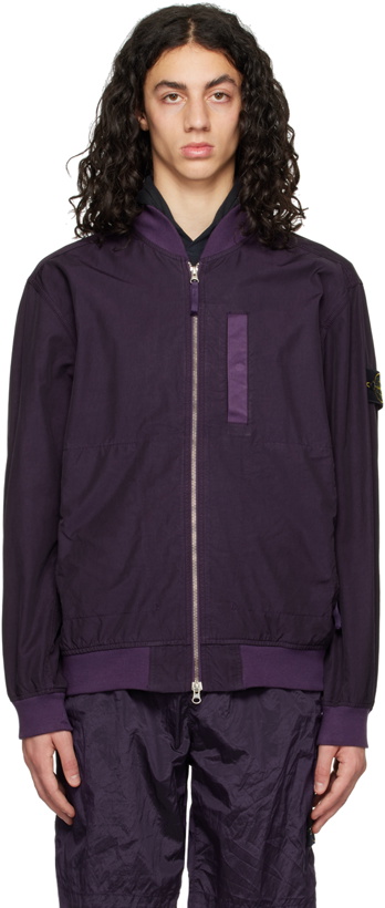 Photo: Stone Island Purple Garment-Dyed Bomber Jacket
