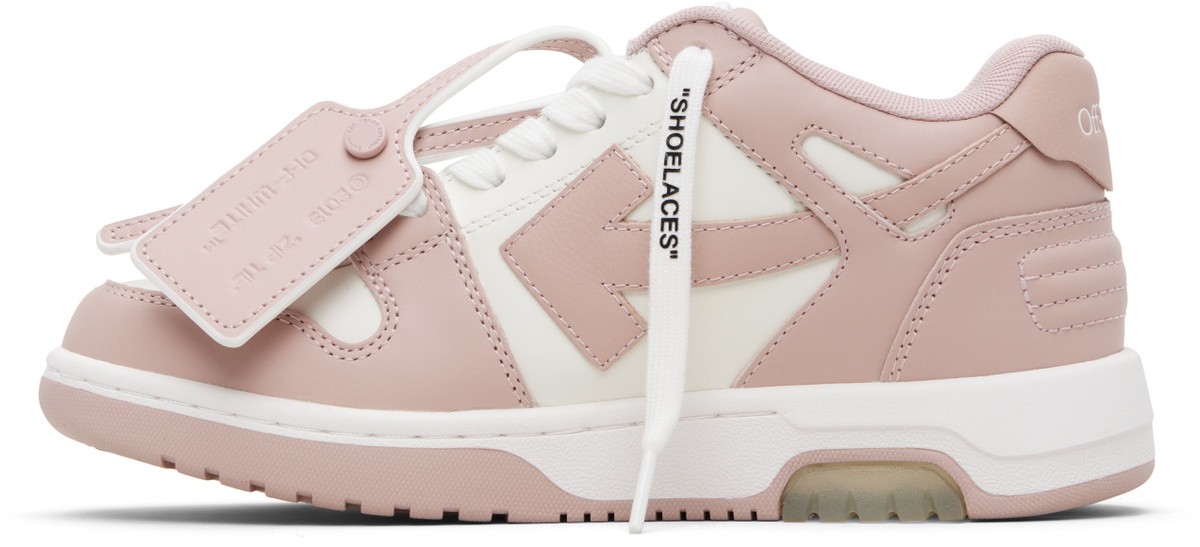Off-White White & Pink Out Of Office Calf Leather Sneakers