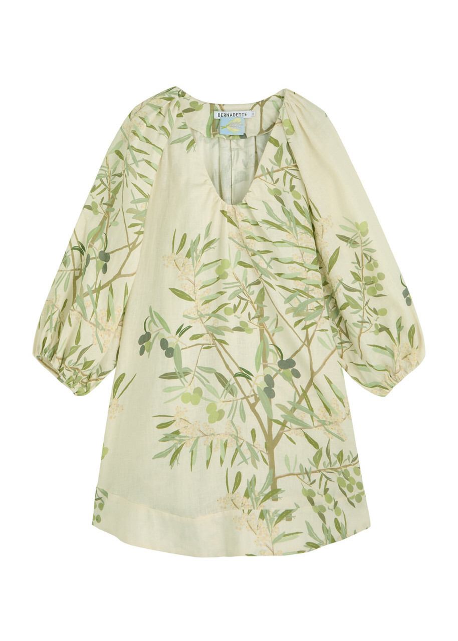 Bernadette Short Dress Georgette Linen Mini Dress Multi Print