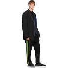 Maison Margiela Black and Navy Wool Zip Lapel Blazer