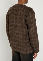 Our Legacy Checked Brushed Wool-blend Cardigan Multicoloured 1