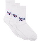 Reebok Classics Three-Pack White Crew Socks