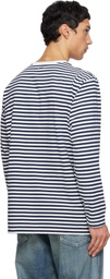 nanamica Navy & White COOLMAX Stripe Jersey L/S T-shirt