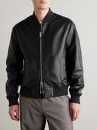 Mr P. - Full-Grain Leather Bomber Jacket - Black
