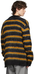 Marni Black & Yellow Mohair V-Neck Cardigan